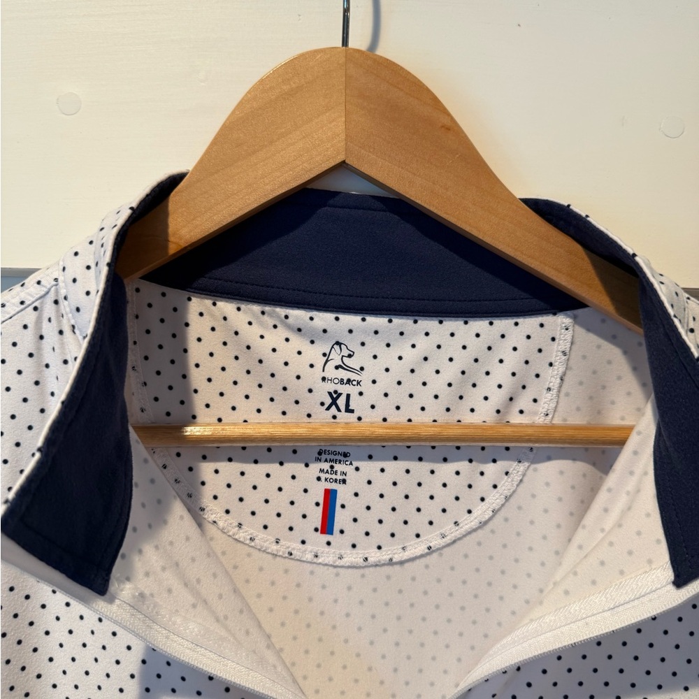 Rhoback Navy and White Polka Dot Shirt